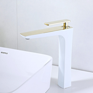 Robinet En Or Blanc Plate-Forme Moderne Bassin Monotrou Cuisson En Cuivre Chaud Et Froid Robinet En Or Noir - Product Image 6