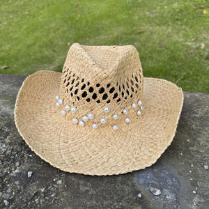 Новая Мода, соломенная шляпа из рафии, качественные западные женские ковбойские шляпы, Пляжная УФ-защита 50 +, шляпа от солнца - Product Image 4