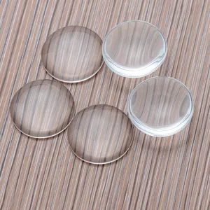 cabochon 16mm vidro Suppliers-Cabochão de vidro redondo, transparente e redondo para joias