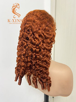 Perruques en cheveux humains naturels Remy bouclés # Perruque sans colle HD 13x4 de 350g, 10''-40'', colorée, pré-épilée, ondulations profondes, brésilienne, roux orangé, longue