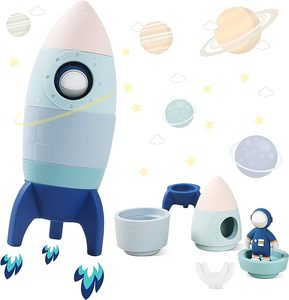 Juguetes apilables de cohetes de silicona para niños Juguetes a juego de <span class=keywords><strong>desarrollo</strong></span> de inteligencia para niños pequeños - Product Image 2