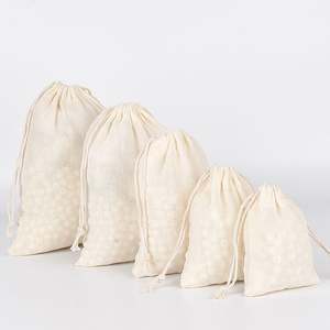 Sacs en coton mousseline réutilisables 15*20cm avec cordon de serrage, sac cadeau en coton de Noël avec cordon de serrage - Product Image 4