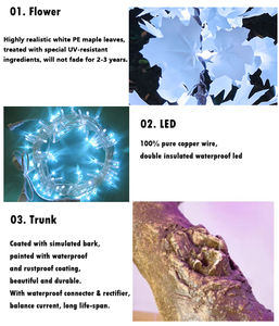 Árbol de <span class=keywords><strong>Arce</strong></span> Artificial con Luces LED para Exteriores, Color Blanco Frío, Navidad, IP65 Impermeable, Control Remoto, Iluminación Decorativa Regulable - Product Image 2