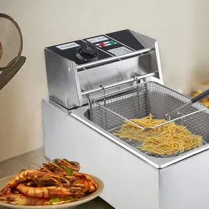 Máquina eléctrica para freír aperitivos RTK, freidora de un solo cilindro, patatas fritas de pollo, freidora comercial de acero inoxidable samosa