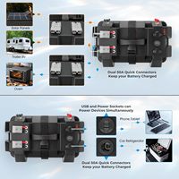 Boîte à batterie marine SX-TECH 12V avec deux connecteurs 50 ampères, voltmètre numérique, prises USB, disjoncteur, pour la pêche à la traîne