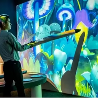 Jeu de peinture interactif avec projection laser sur grand écran, interaction par dessin et pulvérisation