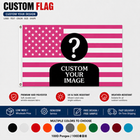 Drapeau américain rose personnalisé en gros, 3x5 pieds (150*90 cm), 100% polyester, avec étoiles, pour décoration de bar, salle de concert, logo, image