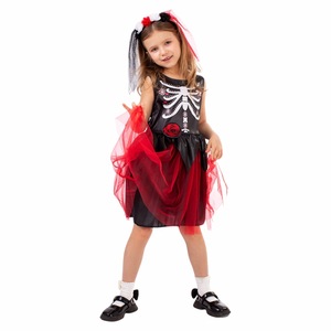Traje tradicional mexicano para niñas, vestido negro y rojo con rosas, accesorio floral para el cabello, traje de actuación para niños - Product Image 4