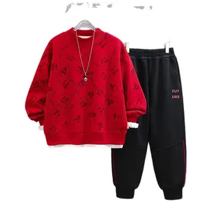 Ensemble deux pièces décontracté pour bébé <span class=keywords><strong>garçon</strong></span>, automne/hiver, sweat-shirt et <span class=keywords><strong>pantalon</strong></span>, style élégant, doublure en <span class=keywords><strong>polaire</strong></span> épaisse - Product Image 5