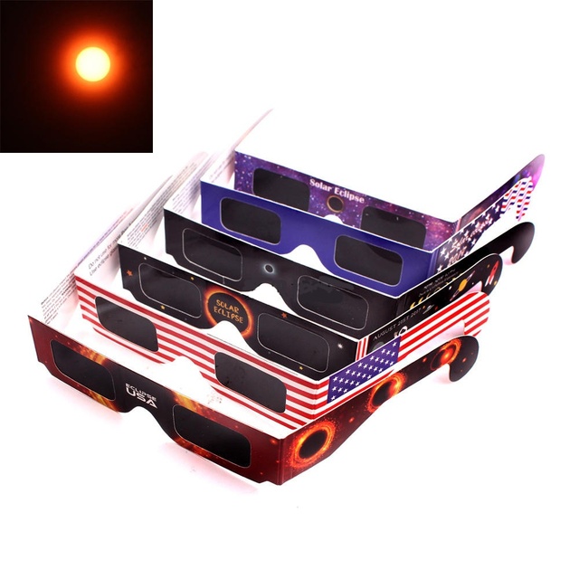 2024 North American Eclipse USA Viewing Glasses with Neutral Color Printed Paper Frame for Daytime Total Solar Eclipse