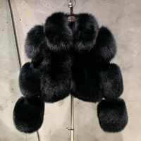 Manteau en fourrure de renard à col montant et manches longues, veste courte en vraie fourrure de renard, manteau en fourrure moelleuse pour femme