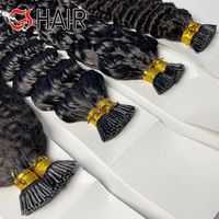 GS-Extension de cheveux humains, vente en gros, cheveux humains vierges bruts, Itip, Extension de cheveux humains indiens crépus droits bouclés à la kératine I K