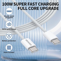 Cable Trenzado de Nailon Tipo-C a Tipo-C ESEEKGO G-113C de 4 Pies/1.2 Metros, Carga Rápida de 100W para Computadoras Portátiles, Teléfonos Móviles y Transferencia de Datos