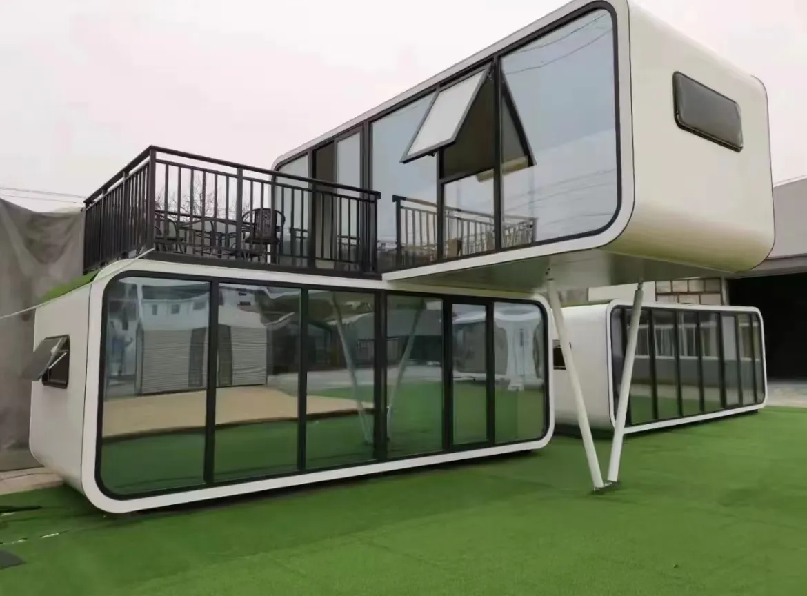 20ft 40ft กลางแจ้งที่นิยมบ้านสําเร็จรูปบ้านเล็ก ๆ บ้านทํางานมือถือสํานักงาน Apple Cabin Capsule