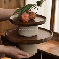 Precio al por mayor de platos de flores de acacia para mesas de boda, platos altos para frutas, expositores y soportes para postres del fabricante