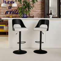 Chaise haute moderne simple confortable tabouret de bar en cuir PU noir cuisine salon réglable contreplaqué pour salle à manger utilisation hospitalière