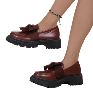Chaussures en cuir à talon épais et semelle compensée, style britannique, nouvelle collection automne, grandes tailles, pour femme - Product Image 5