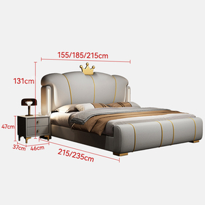 <span class=keywords><strong>Fancy</strong></span> lưu trữ giường đặt đồ nội thất phòng ngủ itaian sang trọng mềm Vua giường với ánh sáng ban đêm hiện đại cao cấp màu xám da khung giường - Product Image 5