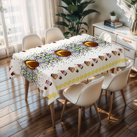 Nappe de table rectangulaire blanche pour fête du Ramadan RNPT, avec dos en PU antidérapant, nettoyage facile, épaisseur 0,5 mm, pour pique-nique