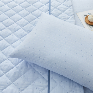 Juego de sábanas de poliéster azul de 3 piezas de estilo simple con edredón estampado y funda de cama, juegos de edredón textil para el hogar - Product Image 3