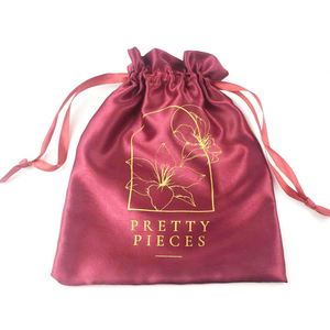 Sacs en satin en gros pour bijoux, perruques et emballages capillaires, sacs cadeaux en soie personnalisables avec logo et cordon de serrage pour mèches de cheveux - Product Image 5