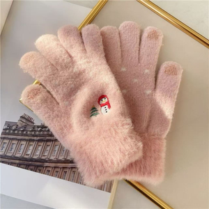 Guantes de invierno de lana cálidos con diseño de muñeco de nieve <span class=keywords><strong>para</strong></span> mujer, compatibles con pantalla táctil, ideales <span class=keywords><strong>para</strong></span> <span class=keywords><strong>scooter</strong></span>, venta al por mayor <span class=keywords><strong>para</strong></span> uso urbano. - Product Image 5