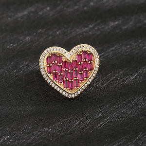 Fashion Design <strong>Heart</strong> 14K Gold Plated Gemstone Jewelry Romantic Couple <strong>Heart</strong> Shape <strong>Ring</strong> for Women Girls