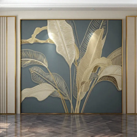 Papier peint mural 3D gaufré rétro motif feuille de bananier, grand format, pour salon et chambre, décoration murale de luxe pour la maison