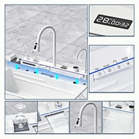 Robinet cascade numérique intelligent à LED en acier inoxydable 304 Multifonction Grand lavabo bionique unique Évier de cuisine moderne