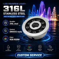 Lampe sous-marine étanche IP68 en acier inoxydable 24V RGBW à changement de couleur, LED submersible pour fontaine, lumières pour buses annulaires