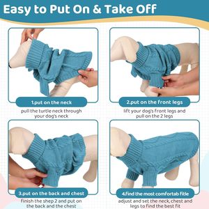 Suéter de punto trenzado clásico de cuello alto para perros pequeños Queenmore, grueso y cálido para clima frío, ideal para Navidad, para <span class=keywords><strong>Chihuahua</strong></span>, Bulldog, Dachshund - Product Image 5