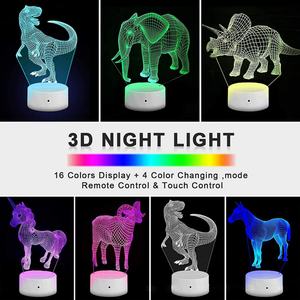 Bases de Lámparas LED RGB para Lámparas Nocturnas LED 3D Acrílicas Negras, Base Táctil para Lámpara Nocturna LED 3D con Cable USB y Control Remoto - Product Image 5
