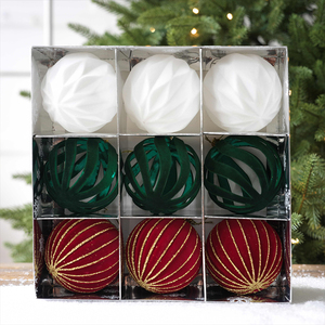 Hollow Flocking Ball 6cm-8cm Christmas Tree Decoration Pendant with Christmas Scene - Product Image 4