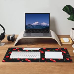 New style <strong>Large</strong> Non-Slip Keyboard Writing <strong>Table</strong> <strong>Mat</strong> 31.5 X 11.8 Inch Plump Red Cherry Desk <strong>Mat</strong> Stitched Edges for Office Home Use