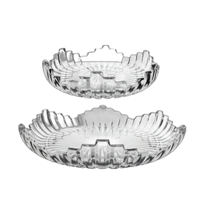 Ensemble de 2 assiettes en verre à rayures/mélodie européennes de 18.5cm et 29.5cm de diamètre pour cadeaux - Product Image 1