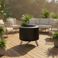 Brasero rond en acier inoxydable moderne sans fumée, pour brûler du bois, portable pour le camping, extérieur et intérieur