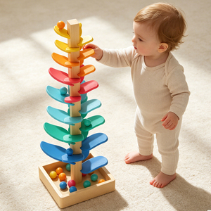 Rainbow <strong>Marble</strong> Run <strong>Tree</strong> Toy, Wooden Musical Ball Track Toy for Kids, Montessori Educational Sensory Toy - Product Image 6