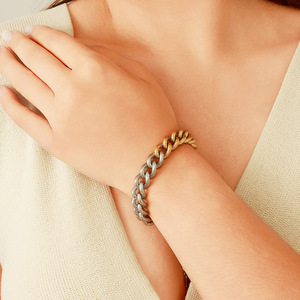 Stainless Steel <b>Bracelet</b> <b>Gold</b> Plated 18k <b>Adjustable</b> Chain Link Unisex Jewelry - Product Image 1