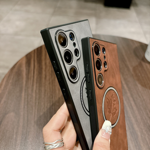 Cover posteriore di lusso in pelle d'acero <span class=keywords><strong>per</strong></span> Samsung S24 <span class=keywords><strong>Ultra</strong></span> magnetico <span class=keywords><strong>custodia</strong></span> <span class=keywords><strong>per</strong></span> telefono cellulare in pelle <span class=keywords><strong>per</strong></span> S24 S23 <span class=keywords><strong>S22</strong></span> S21 Note 20 - Product Image 4