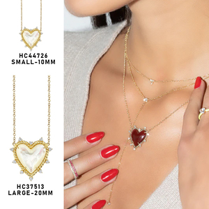 Joyería de plata 925 chapada en oro de dos tamaños Petite MOP turquesa ónix rojo Coral corazón Twist Collar para mujer - Product Image 3