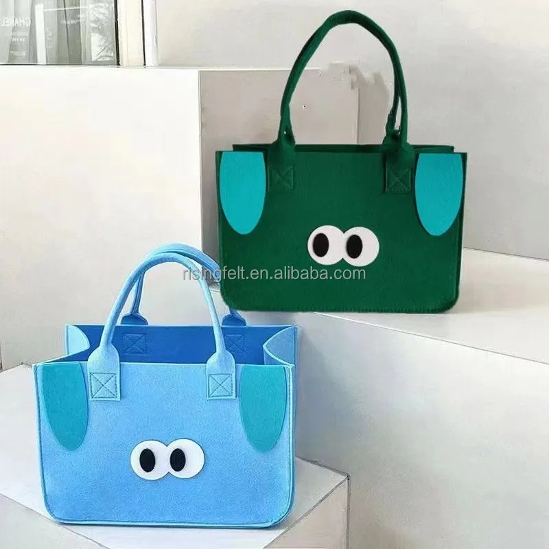 Sacola de feltro personalizada de desenho animado - sacola de compras para mulheres