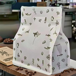 Sachet personnalisé compostable de qualité alimentaire pour café et thé, en papier kraft, avec fermeture éclair, à fond carré, type pochette stand-up - Product Image 2