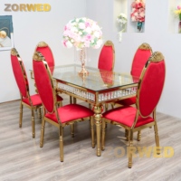 Vente en gros de meubles pour hôtel, tables et chaises de fête pour banquets, métal doré, velours rouge