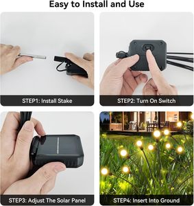Outdoor Garden IP65 Waterproof Solar Pathway <b>Light</b> 6/8/10 Heads <b>LED</b> Firework Starburst Design <b>Light</b> <b>Sensor</b> 360 Beam Angle - Product Image 5