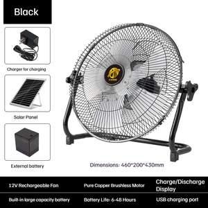 Ventilatore da Pavimento Ricaricabile 12/14 Pollici, 12V ad Alta Velocità con 5 Pale, Ventilatore Portatile <span class=keywords><strong>in</strong></span> <span class=keywords><strong>Metallo</strong></span> per Casa, Ufficio e Campeggio - Product Image 2