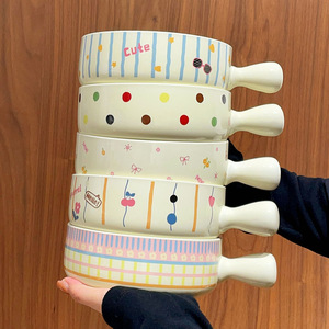 <span class=keywords><strong>Bol</strong></span> à pâtisserie en céramique mignon <span class=keywords><strong>avec</strong></span> poignée <span class=keywords><strong>pour</strong></span> le <span class=keywords><strong>petit</strong></span>-<span class=keywords><strong>déjeuner</strong></span>, riz cuit, salade de fruits, vaisselle, <span class=keywords><strong>bol</strong></span> en céramique - Product Image 1