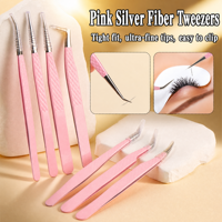Pince à épiler professionnelle pour cils avec embout en fibre, en acier inoxydable, antidérapante, avec logo personnalisé, pour extensions de cils