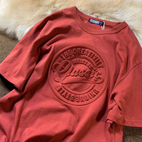 T-shirt personnalisé gaufré pour homme, en coton de qualité supérieure, col rond, épaules tombantes, style streetwear oversize
