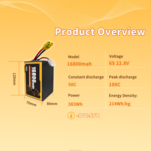 FPV 无人机电池 锂离子电池 22.8V 6S 100C 6.2Ah 8.4Ah 9.3Ah 12.4Ah 12.6Ah 15.5Ah 16.8Ah 21Ah 25.2Ah 高容量无人机电池 - Product Image 2