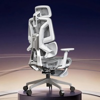 Chaise de bureau ergonomique à dossier flottant 3 zones en maille grise, haute confort, pour longues heures de travail, jeux et utilisation à domicile sur ordinateur